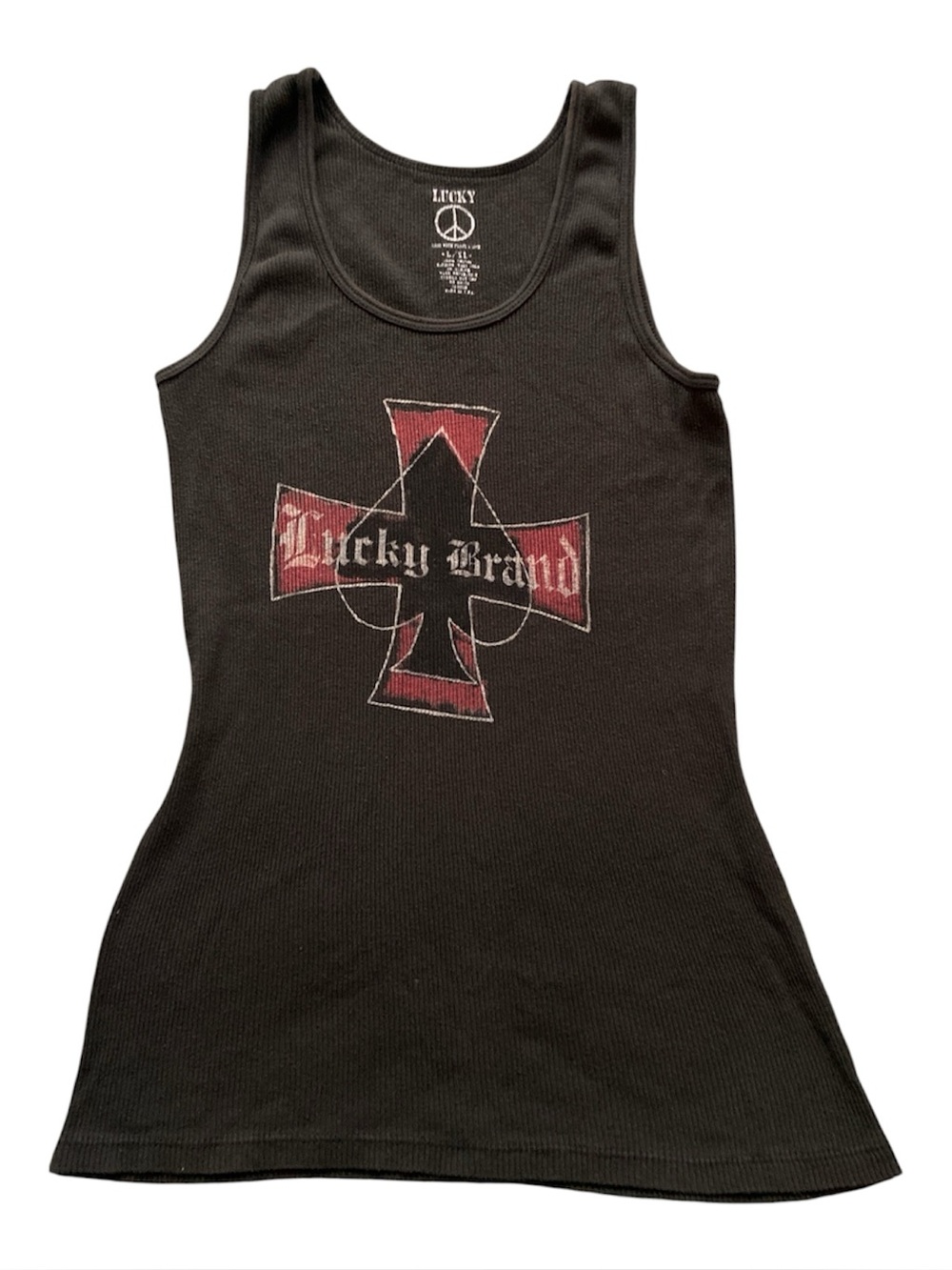 Lucky Brand Black Tank Top Spade Y2K